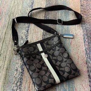 Coach Signature Black and Gray Crossbody Bag